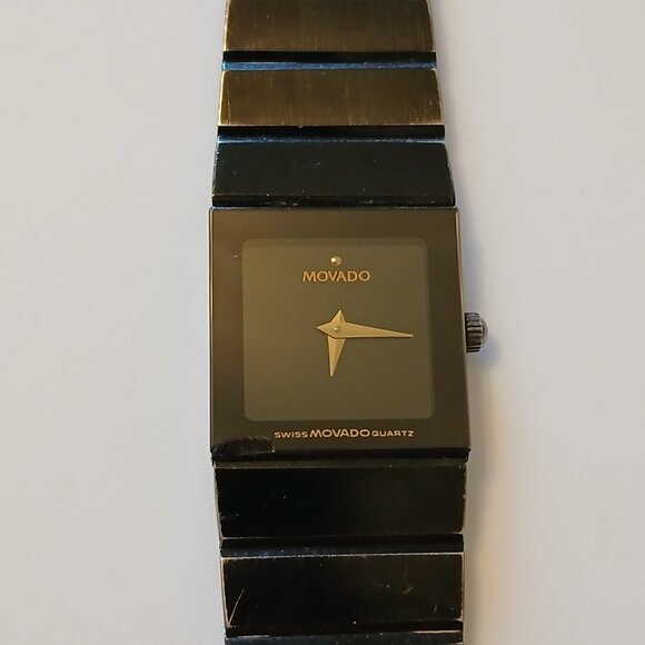 Movado Women's Black Tank Swiss Quartz Watch Water Resistant 84.C1.310.2A - Picture 2 of 16